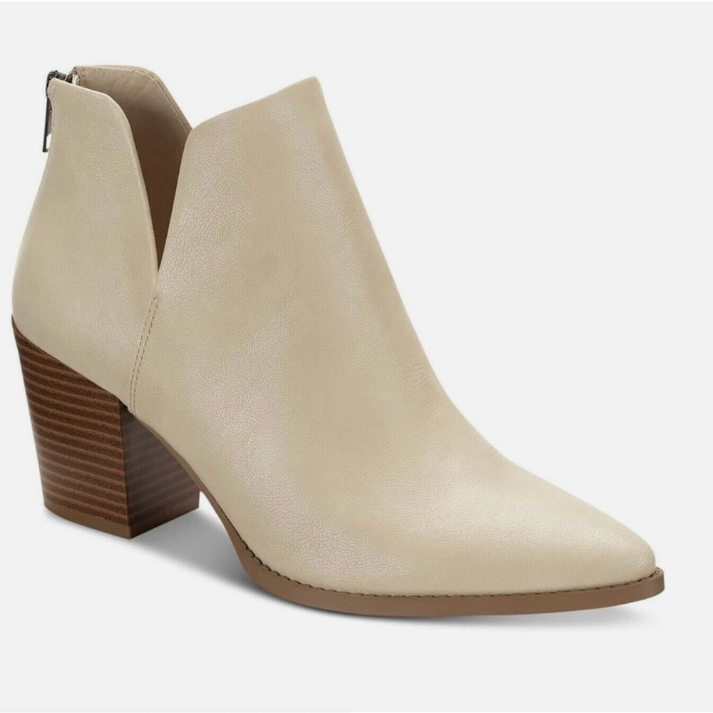 The Eliza Women's Faux Leather Almond Toe Ankle Boots by Sun + Stone